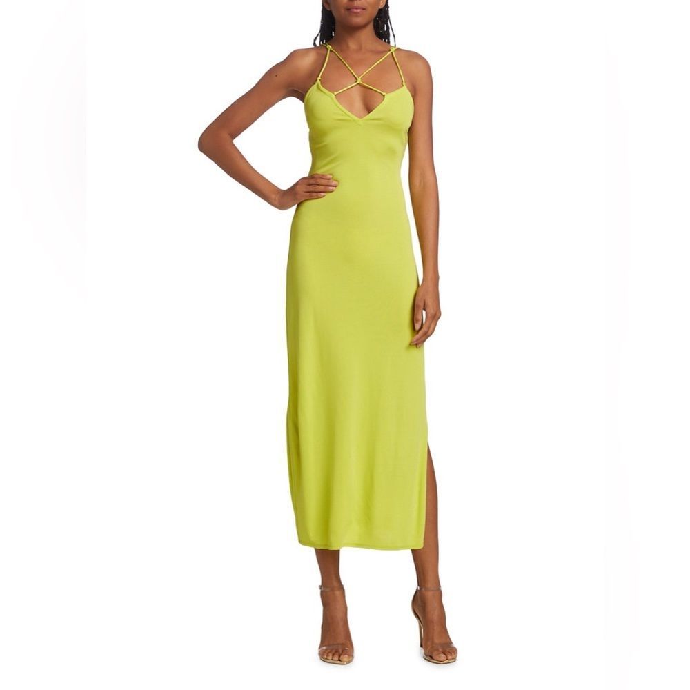 Frame Delicate Knot Sleeveless Midi Dress in Flash Lime Size S NWT
